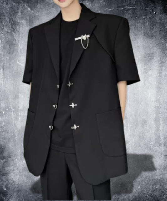 short-sleeved shirt metallic embellishments jacket EN2877