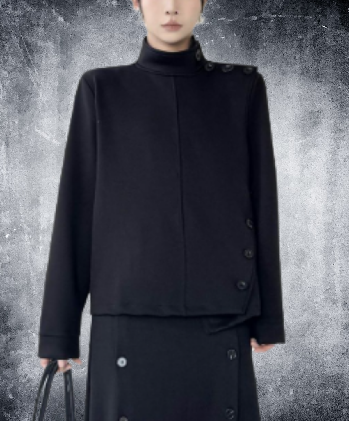 asymmetric high-neck design sweatshirt EN3149