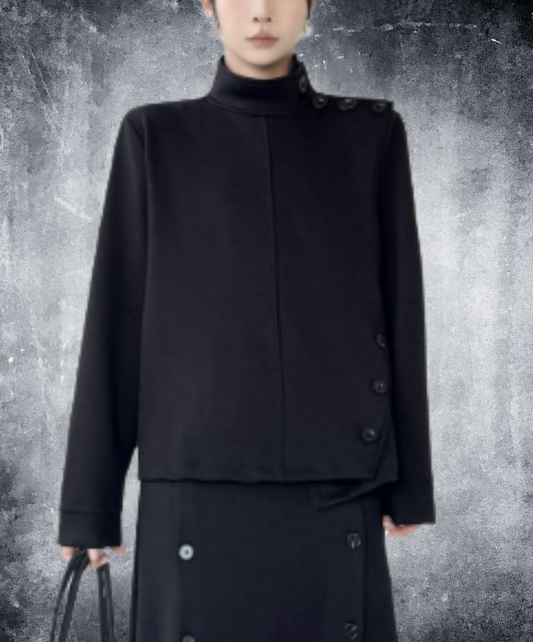 asymmetric high-neck design sweatshirt EN3149