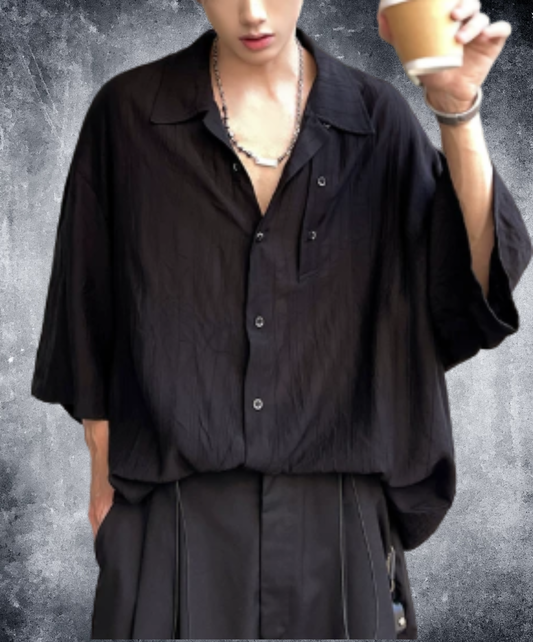 lightweight, silk-like, three-quarter sleeve shirt EN2953
