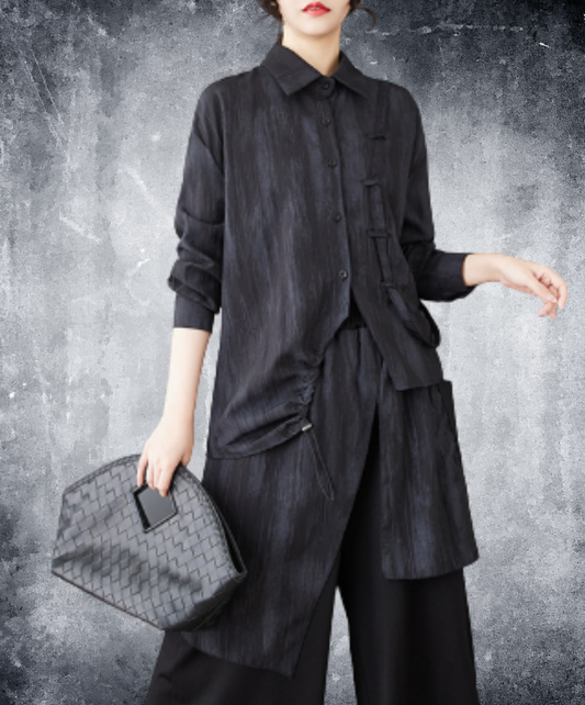 dark asymmetrical and loose-fitting shirt EN3040