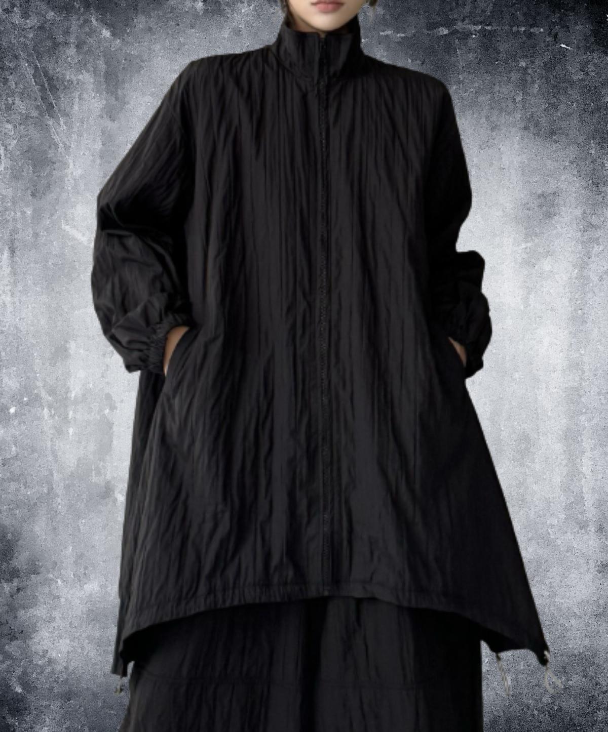 stand-neck with drawstring jacket EN3201