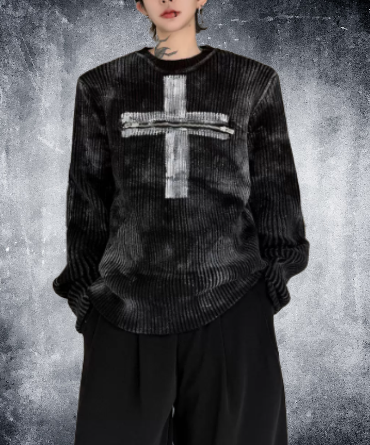 front-motif zip design sweater EN3242