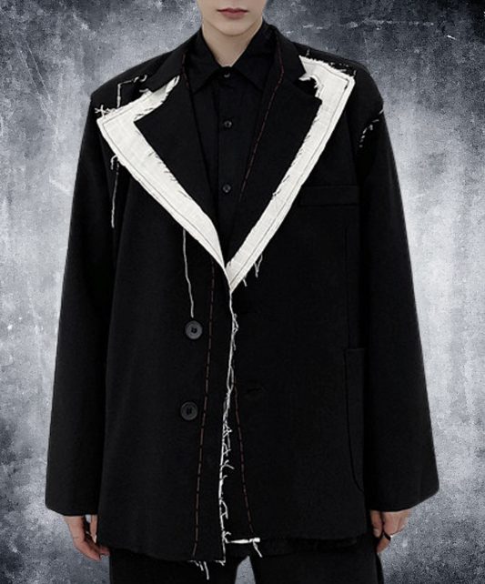 dark color block stitch jacket EN2787