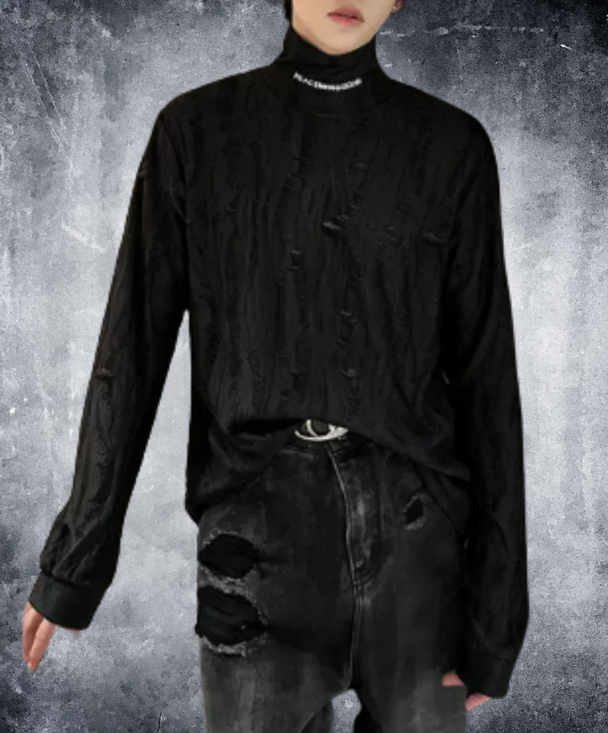 vertical distressed detailing t-shirt EN3237