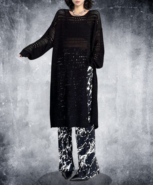 mesh knit long sweater EN2450