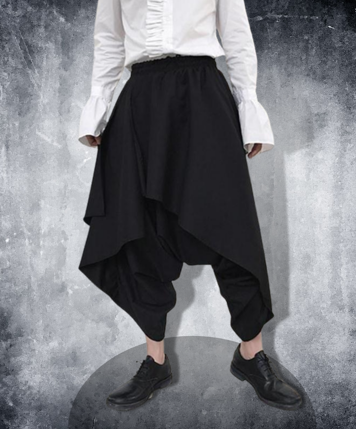 dark unisex layered sarouel pants EN909