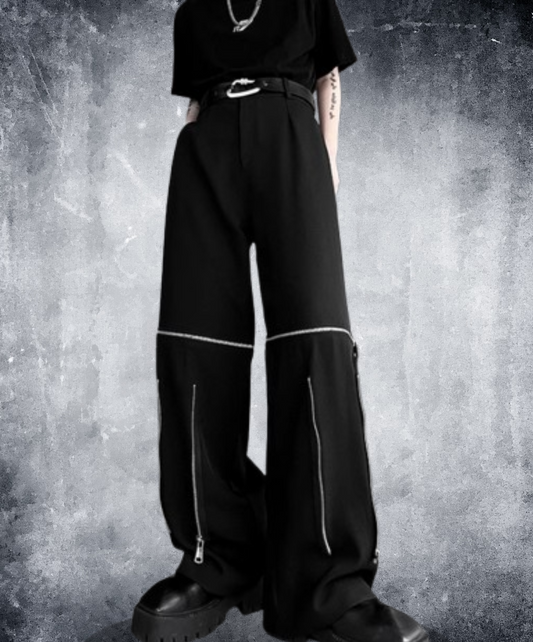 dark zip transformed pants EN1901