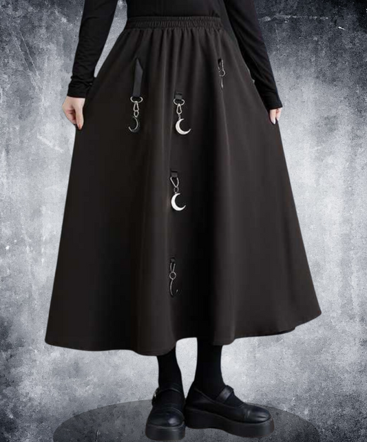 dark moon motif a line long skirt EN1638