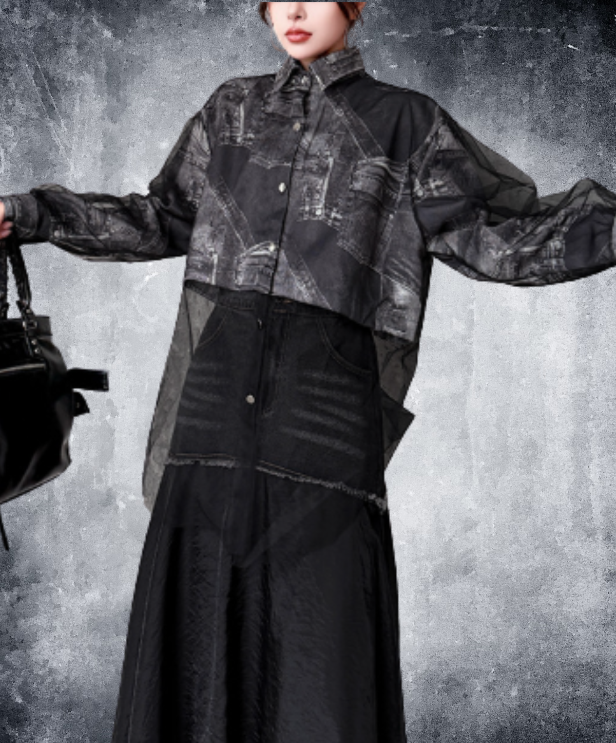long-hem sheer panel shirt EN3222