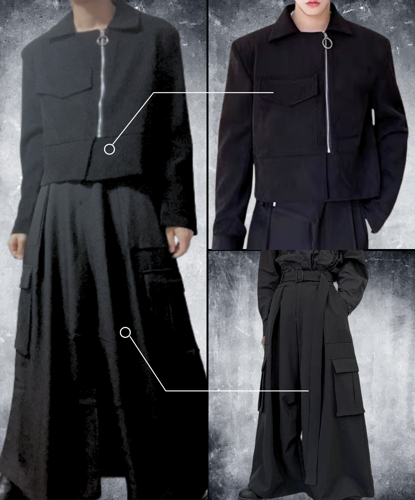 【style58】dark mode outfit set EN1858（jacket + pants set）