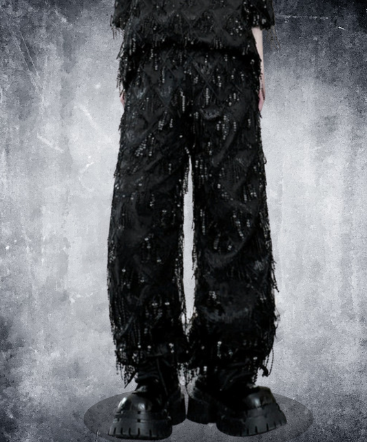 sequin tassel diamond wide pants EN2654