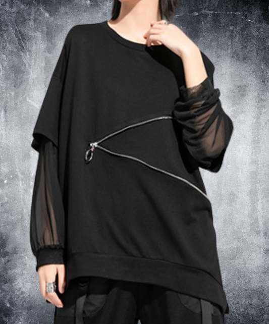 zipper line patching t-shirt EN2868