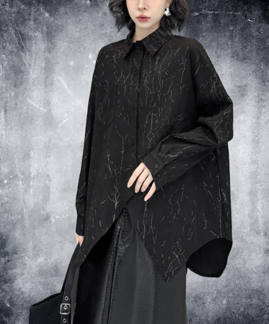 sparkling silver color pattern shirt EN2890
