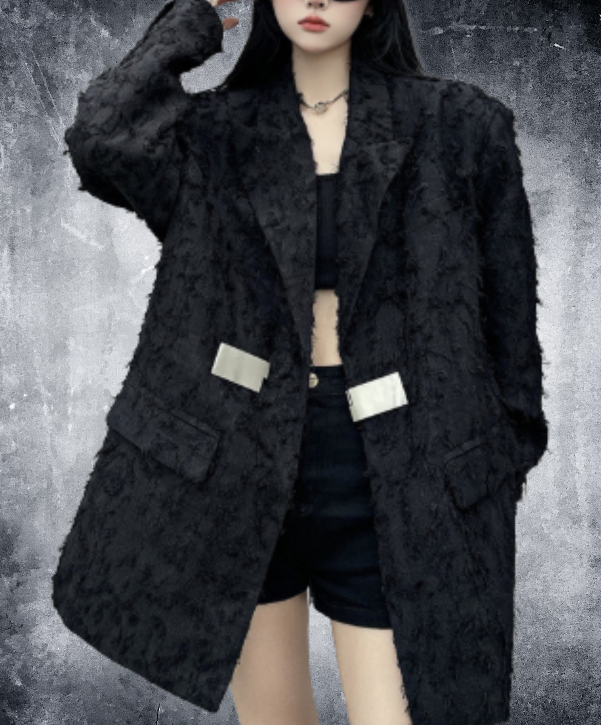 3d fringe metal buckle jacket EN3168