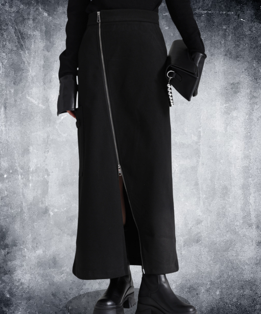 irregular zipper velvet skirt EN2732