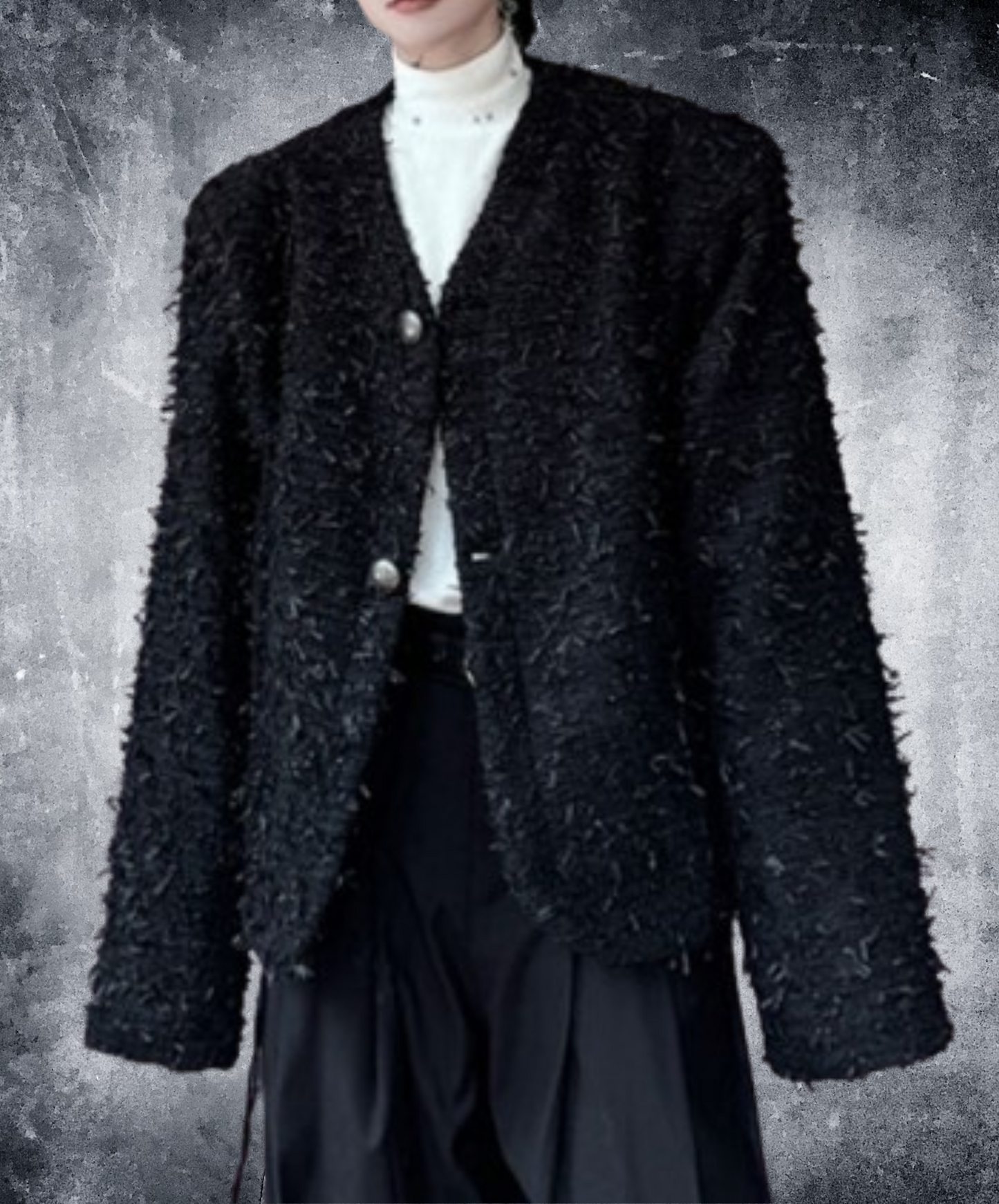 short fur collarless jacket EN1868