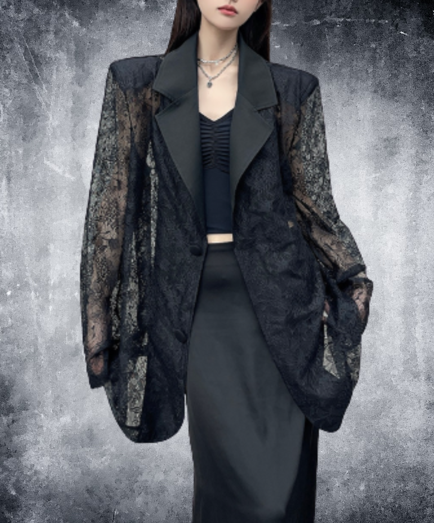 lightweight jacquard patchwork lace jacket EN3000