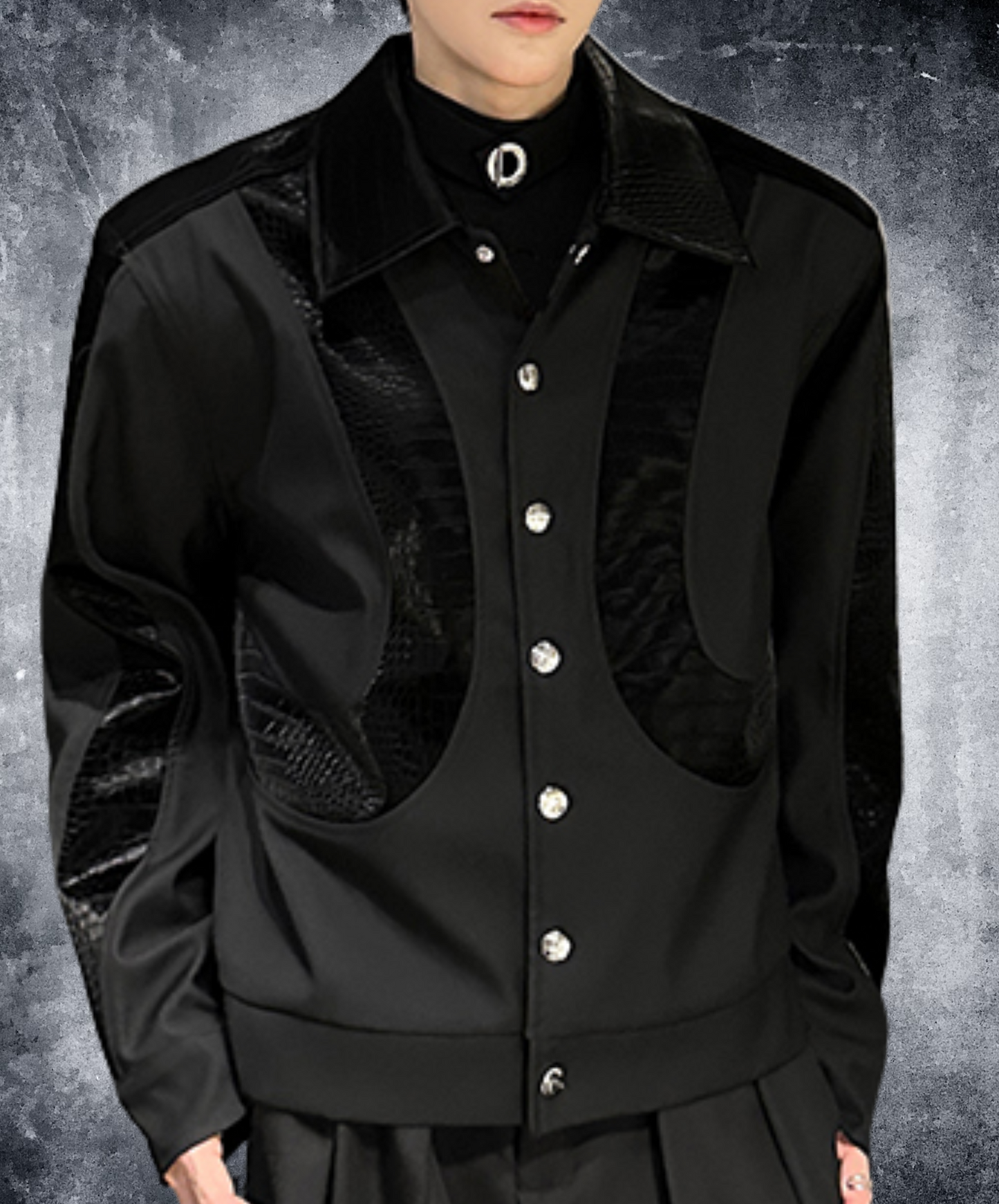 retro pu snakeskin pattern jacket EN2494