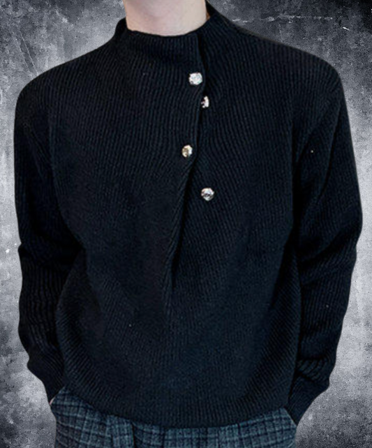 semi-high neck button sweater EN2636