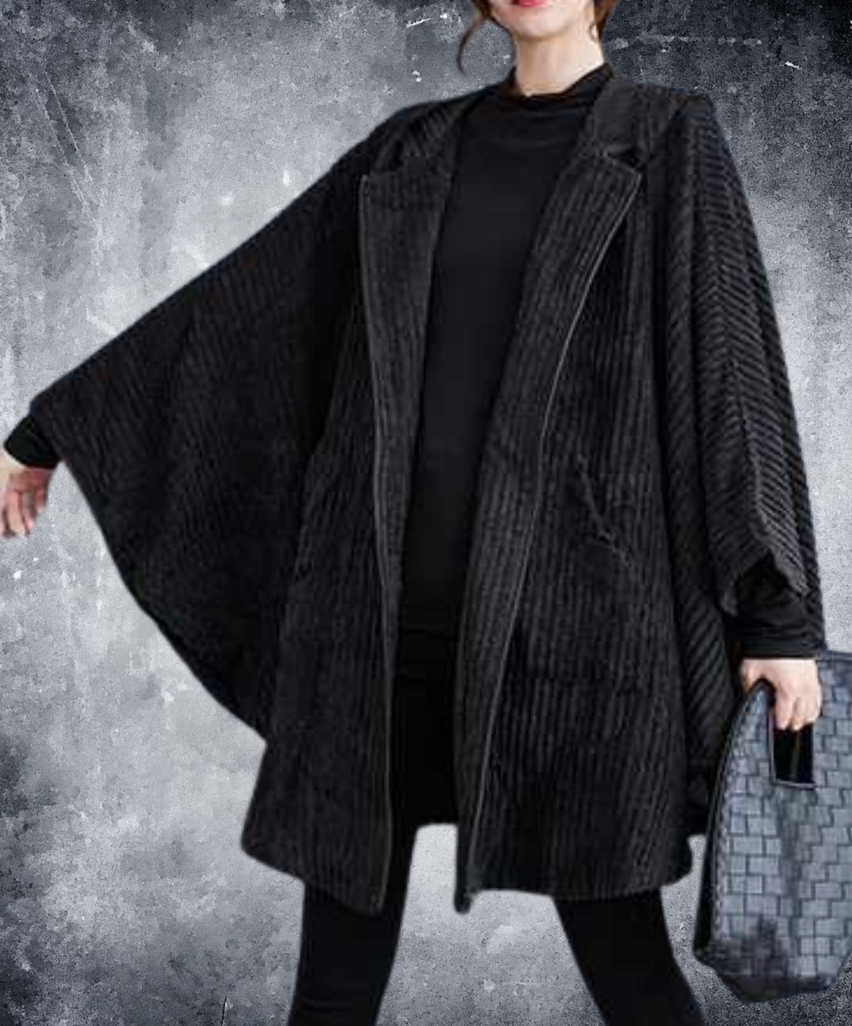 corduroy poncho hoodie EN2443 – ELNERO