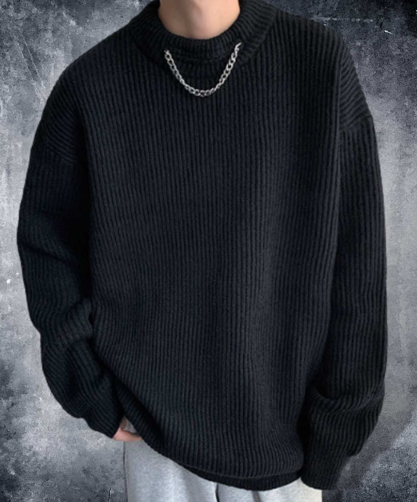 simple plain color with necklace decoration sweater EN1339