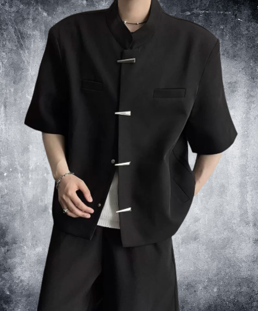 metal button stand collar shirt shirt EN2951