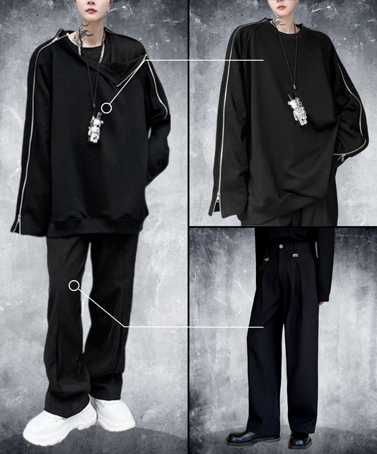【style19】dark mode outfit set EN930（sweatshirts + pants set）