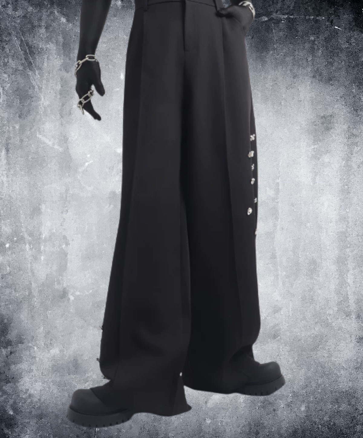 random stud decoration wide pants EN3144