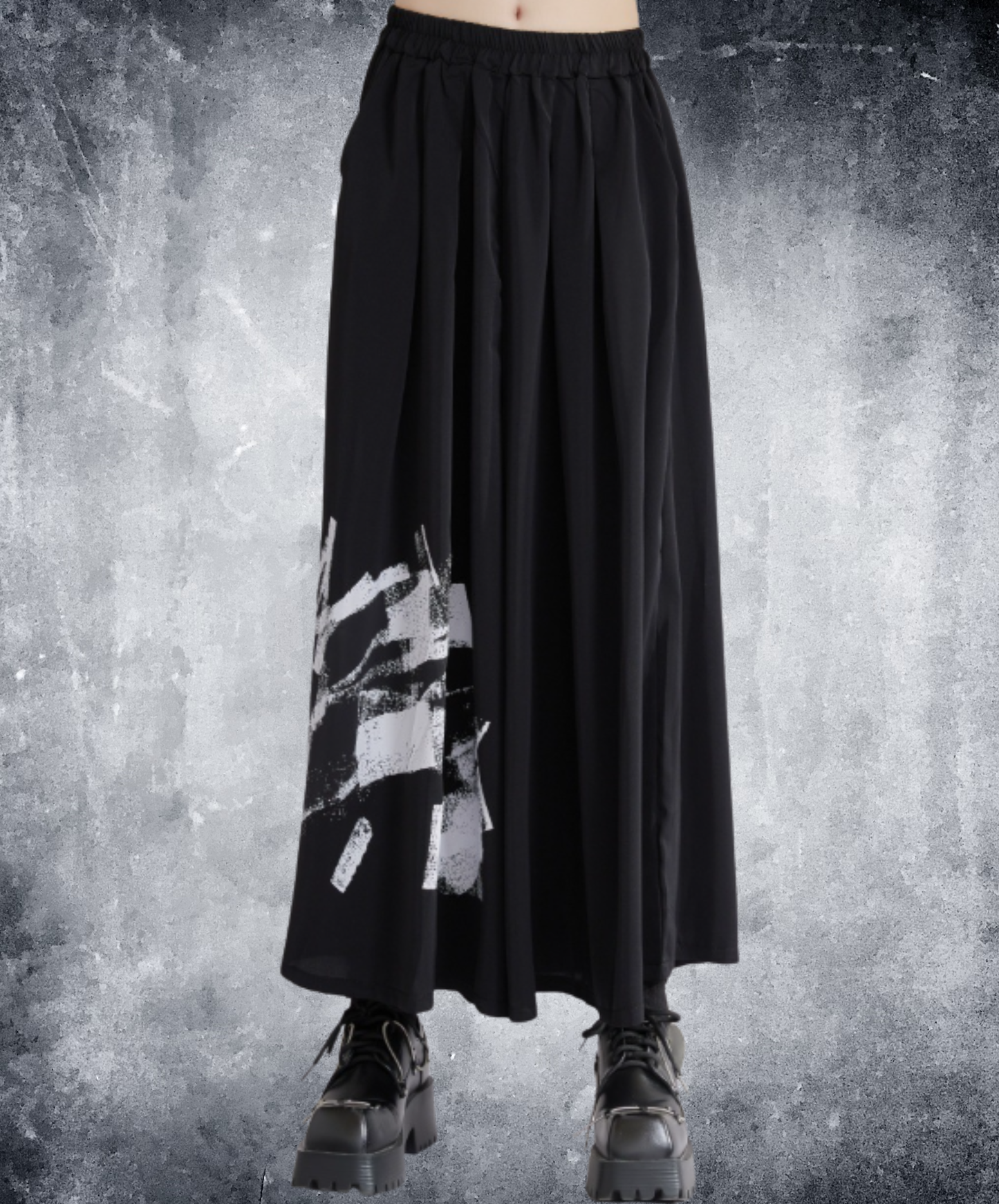 dark monochrome accent wide pants EN2940