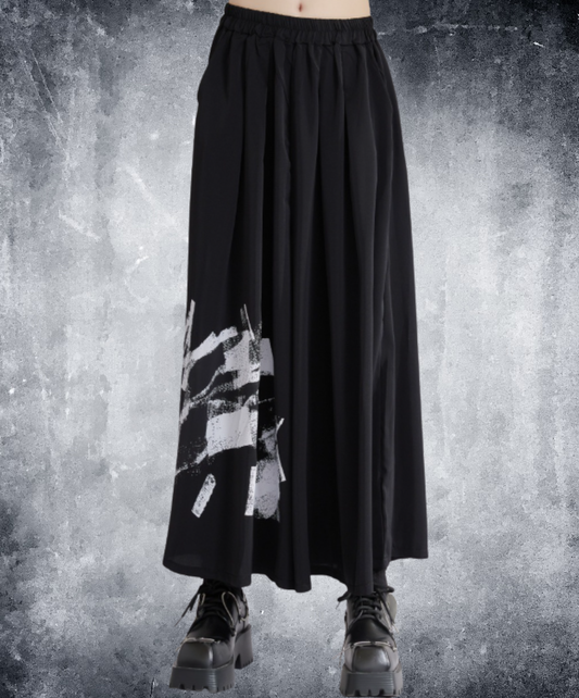 dark monochrome accent wide pants EN2940