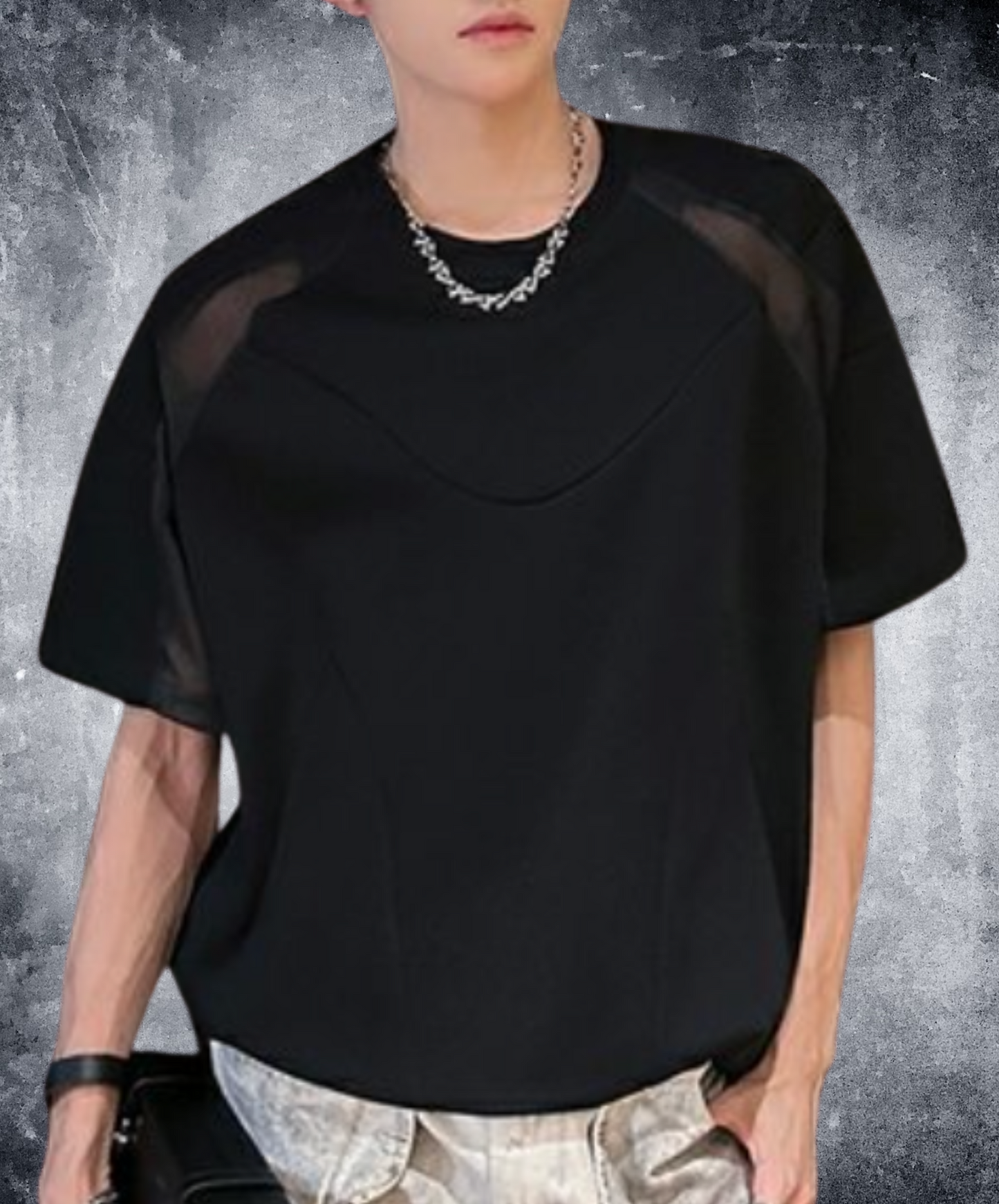 see-through shoulder line t-shirt EN2068