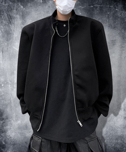 loose silhouette short length zip up jacket EN1580