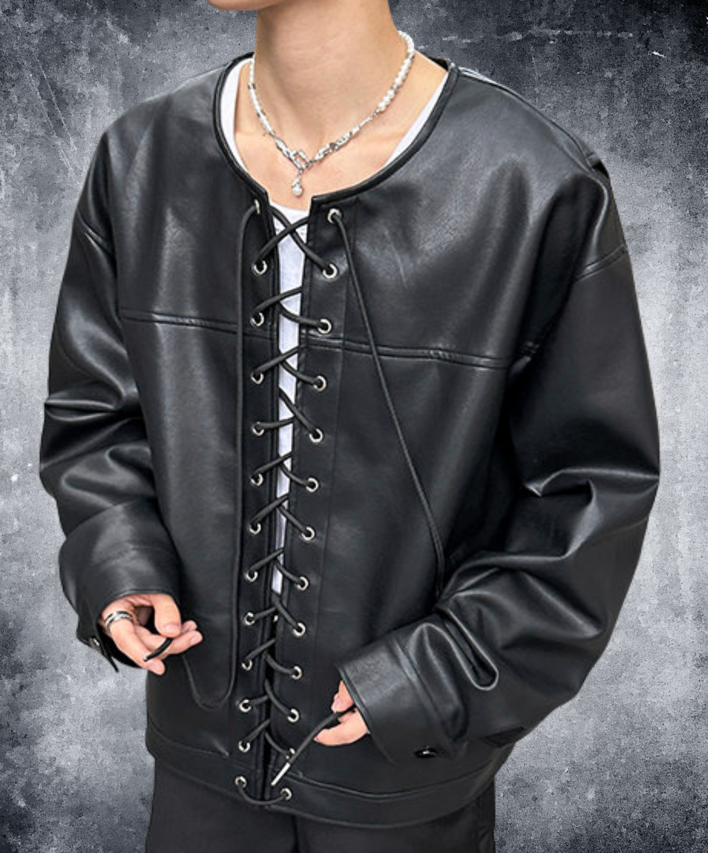 no-collar lace-up jacket EN2503