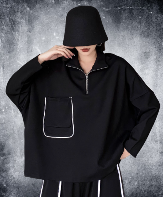 batwing sleeve white line sweatshirts EN2709