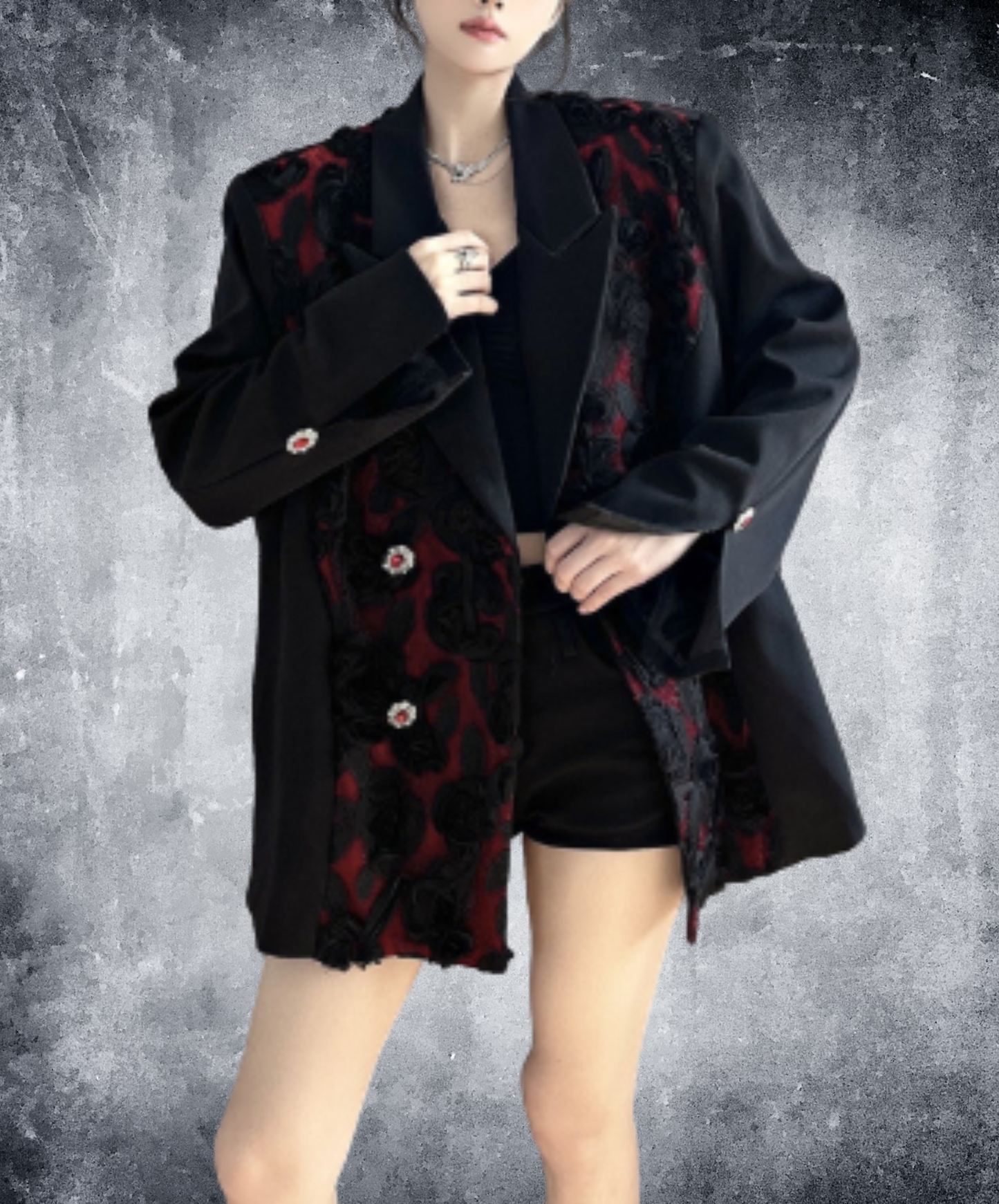 elegant rose motif jacket EN3092