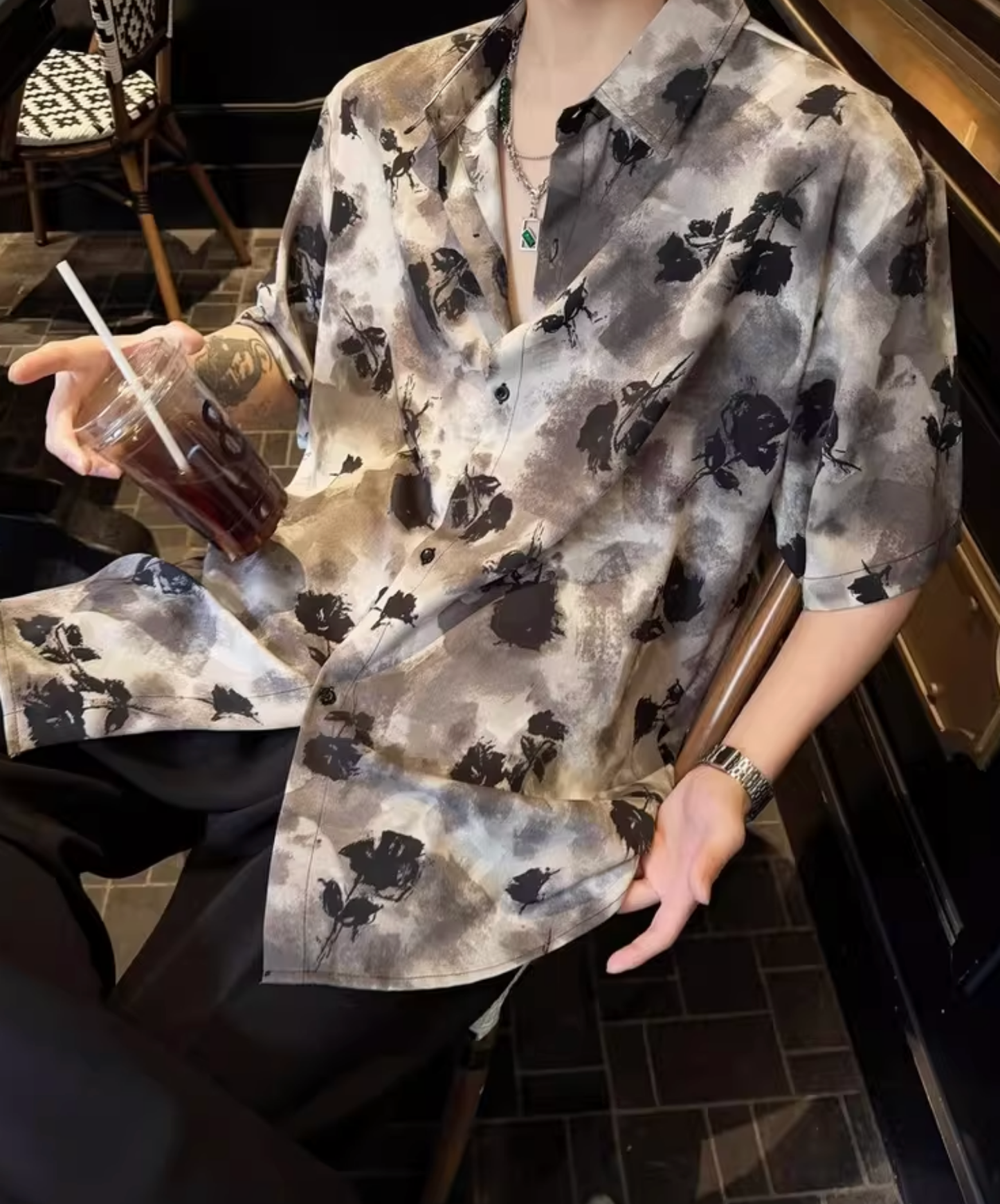 retro floral tie-dye shirt EN2791