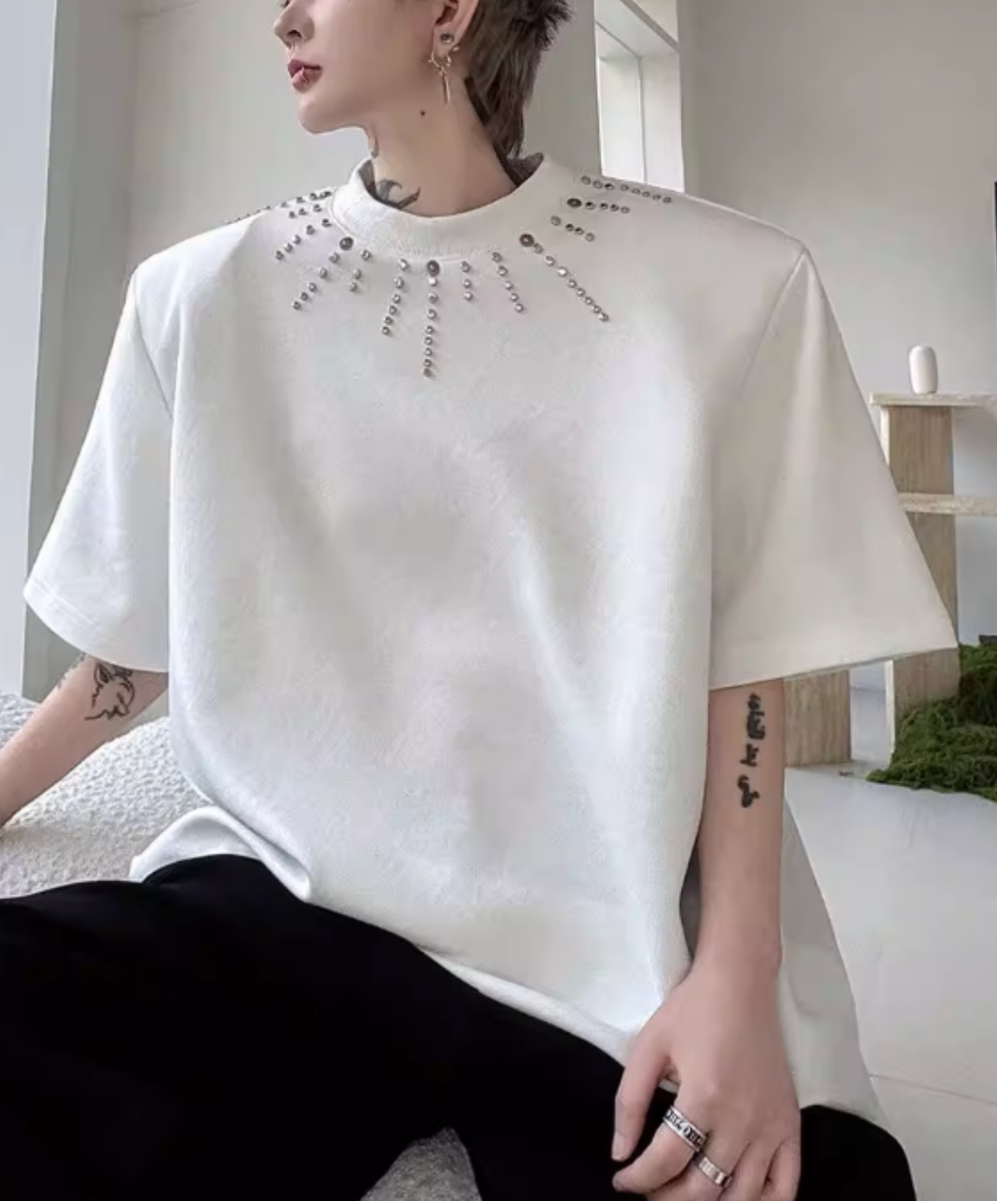 beaded meteor design t-shirt EN2826