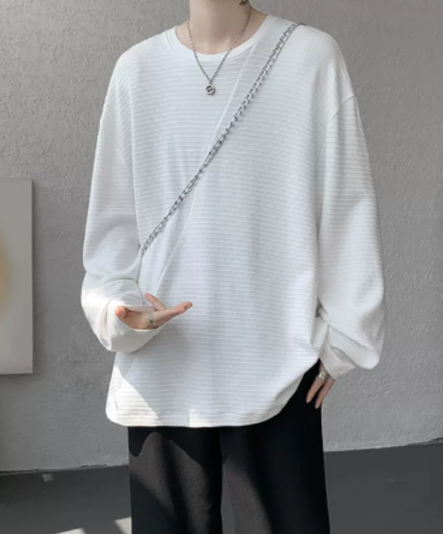 brushed finish with border t-shirt EN3126