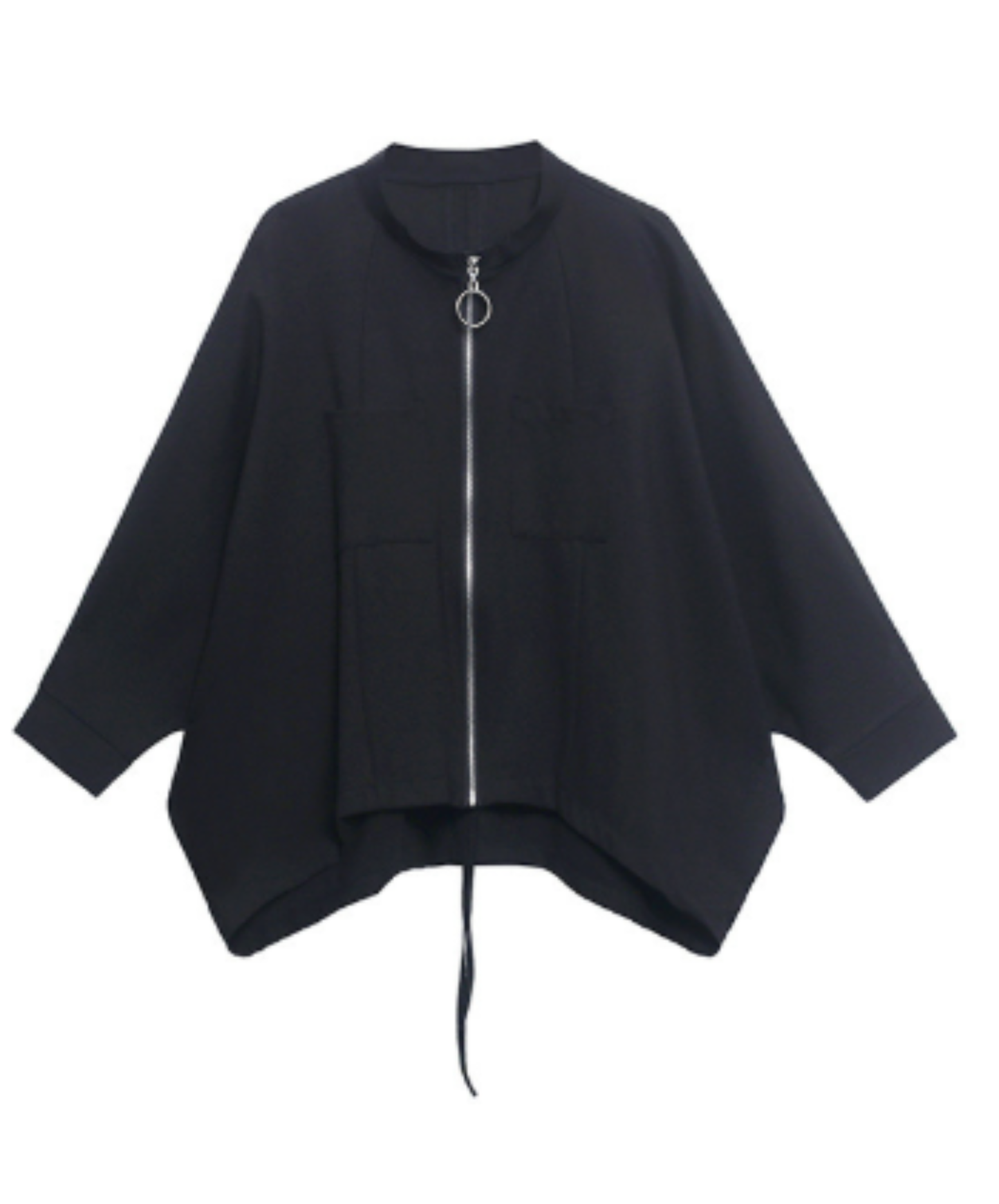 ring-zipper poncho style sweatshirt EN3117