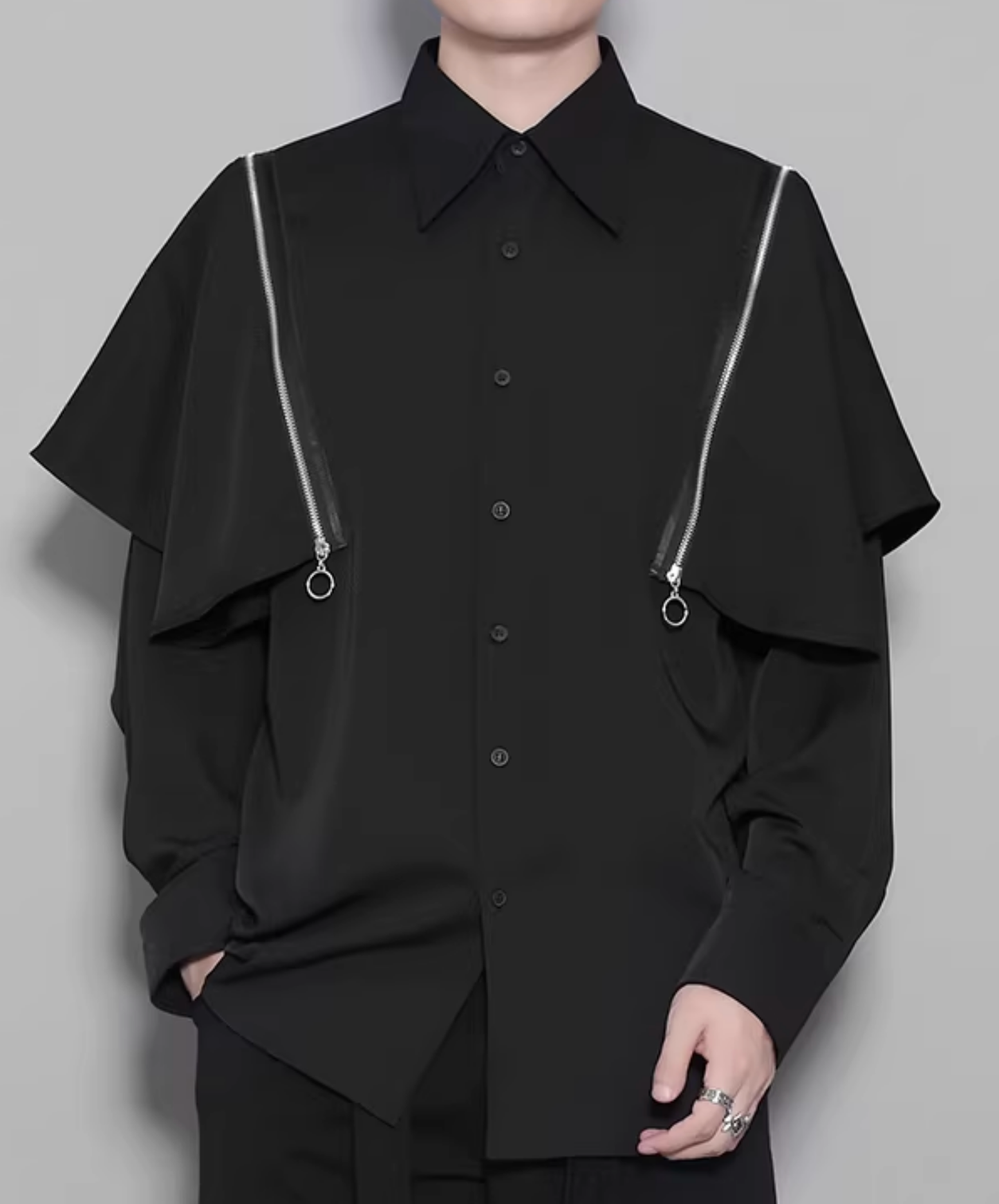 dark detachable zippered two-piece shirt EN2830