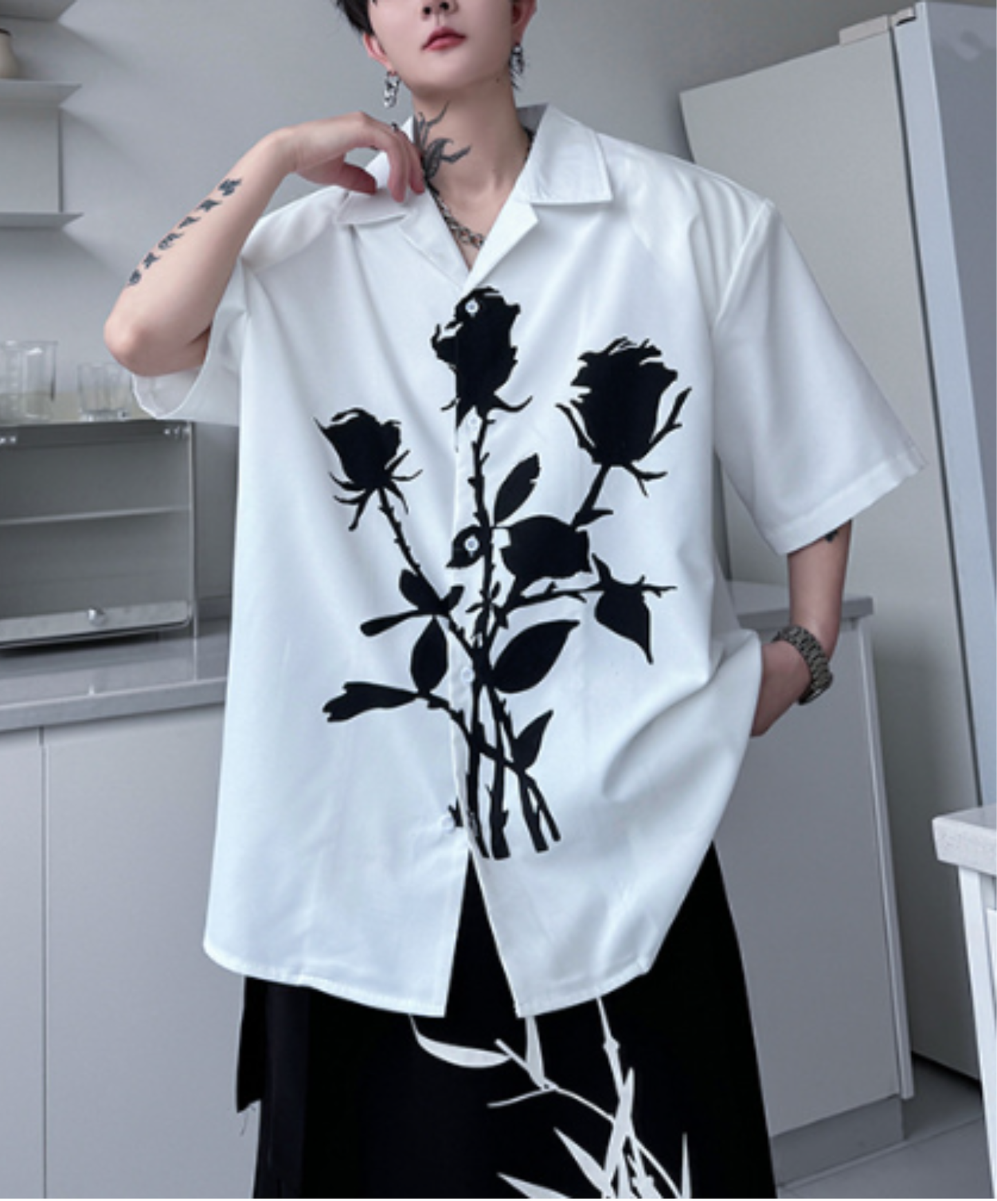 rose silhouette print shirt EN2905