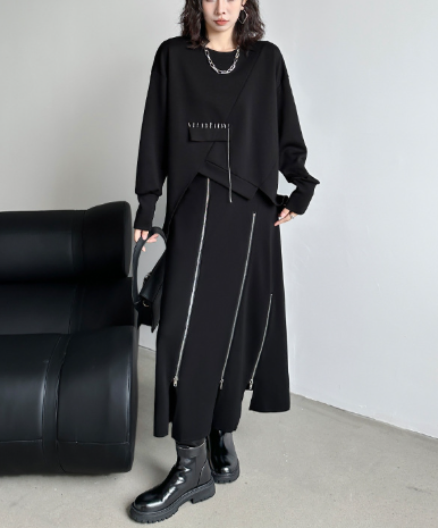 iIrregular seam line design sweatshirt EN3134