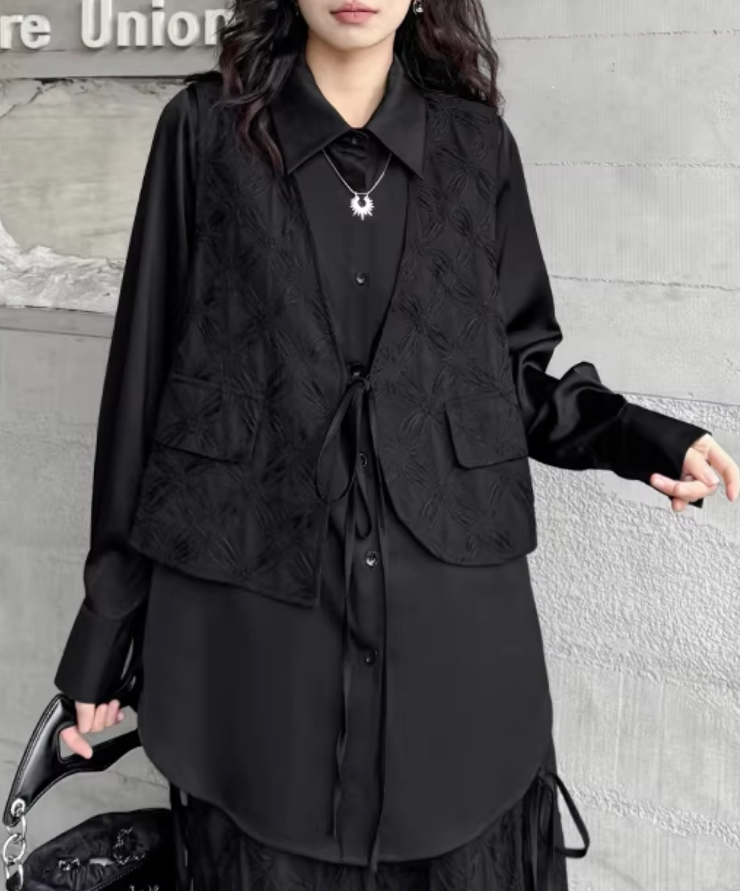dark fake two-piece irregular style shirt EN2806