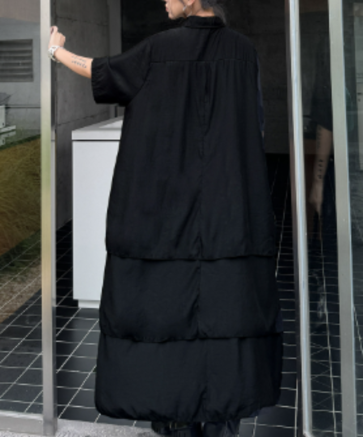 Irregular design short-sleeved long shirt EN2955