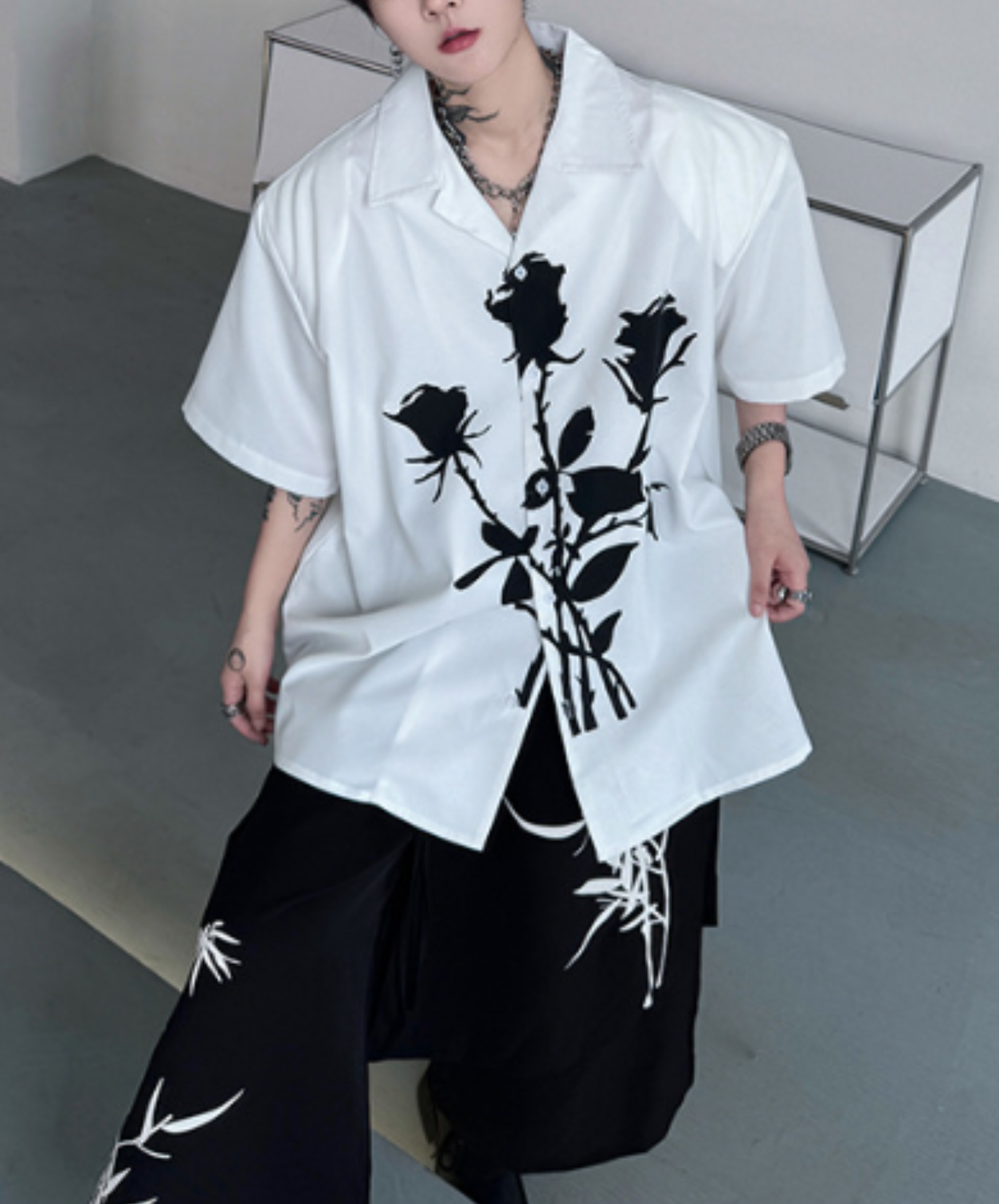 rose silhouette print shirt EN2905