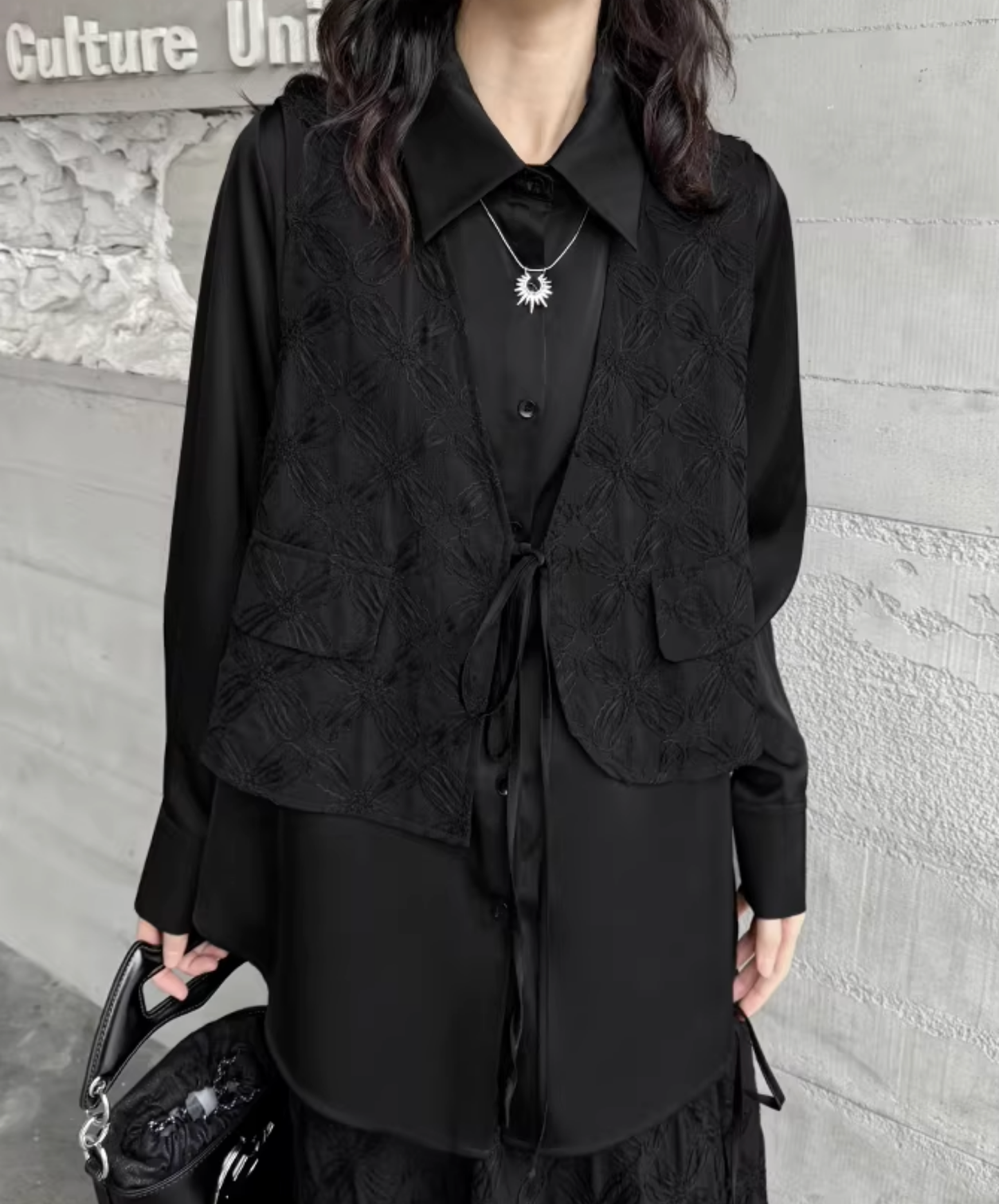 dark fake two-piece irregular style shirt EN2806