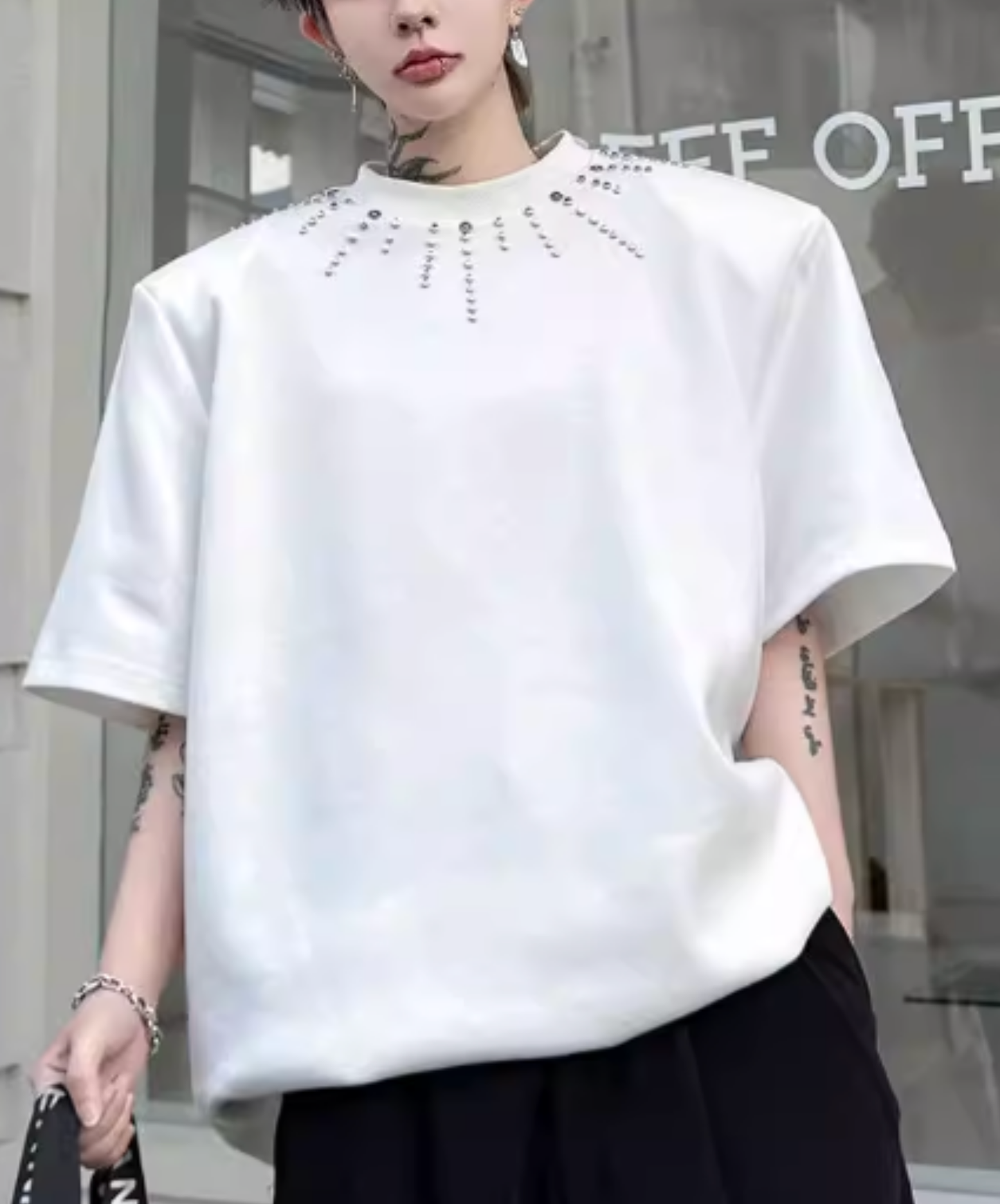 beaded meteor design t-shirt EN2826