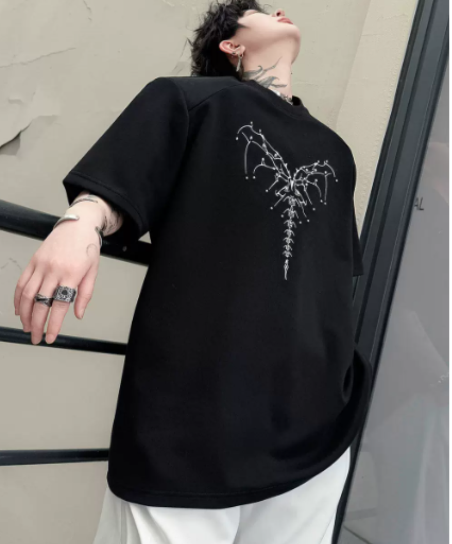 dark heart bead embroidery t-shirt EN2875