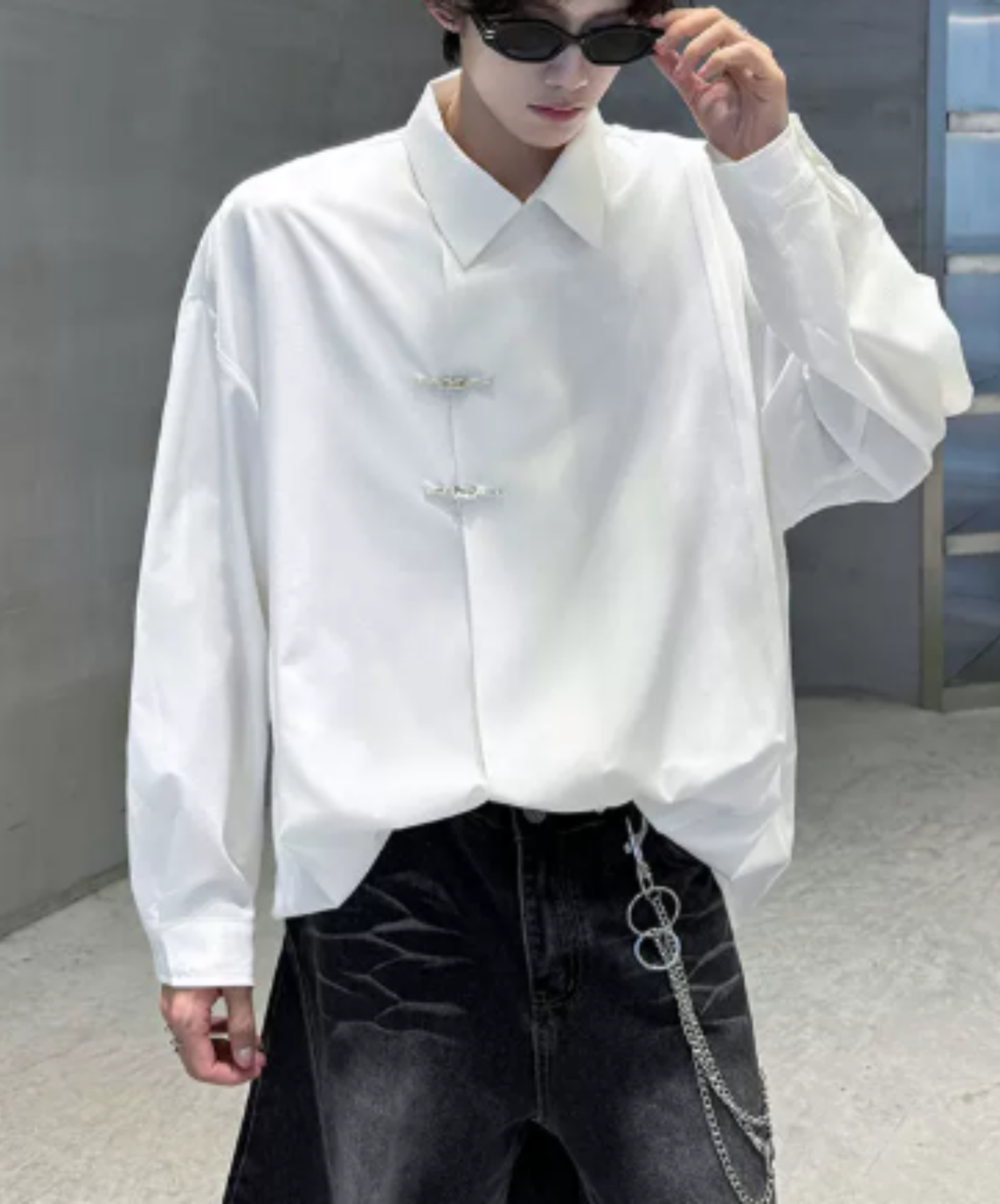 retro chinese-style metal button shirt EN3127